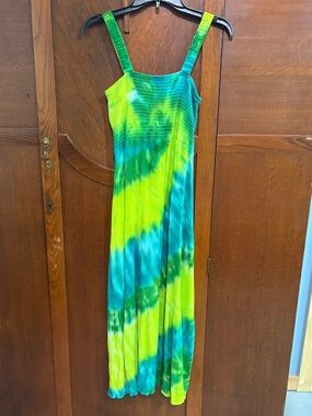 Green and blue tie-dye dress, small